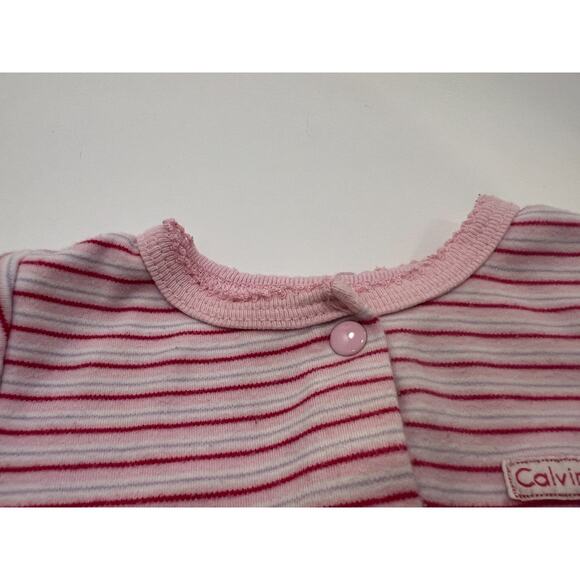 Calvin Klein Baby Girl Size 3-6 Months Pink Striped Footed Bodysuit Pajamas - Picture 7 of 7